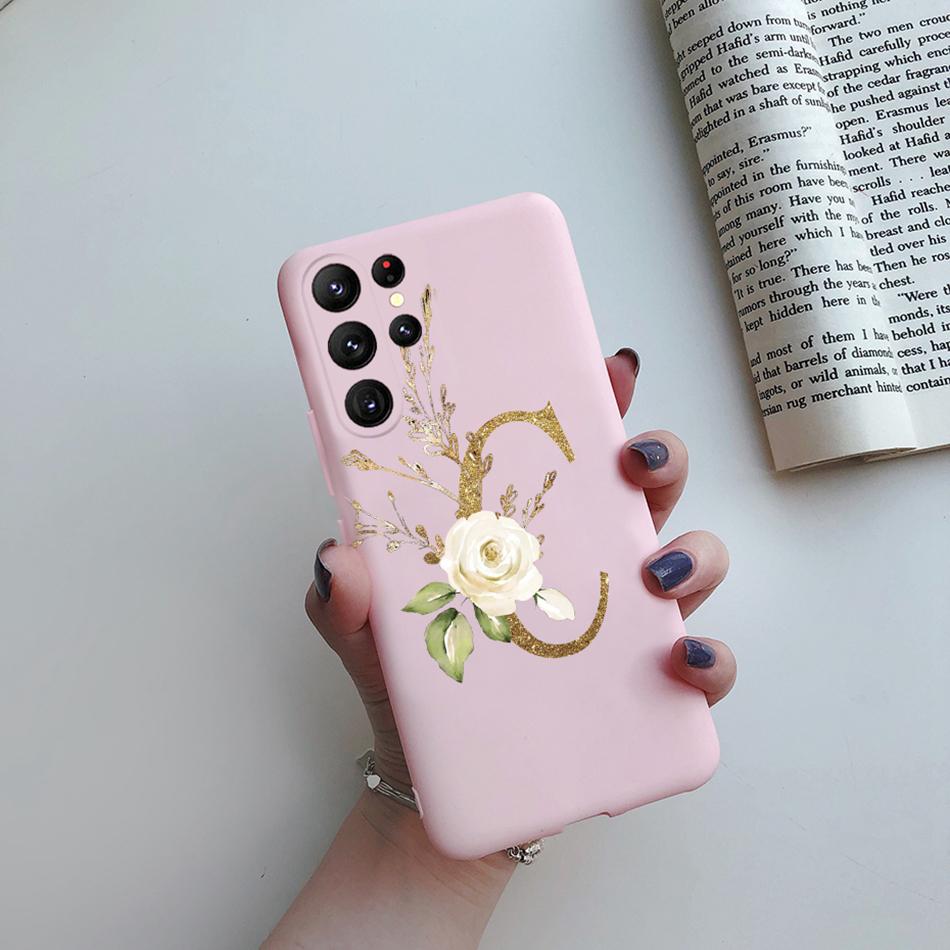 For Samsung S23 Ultra Case Stylish Letters Flower Soft Cover For Samsung Galaxy S23 Plus S23+ S23Ultra S 23 5G 2022 Fundas Case