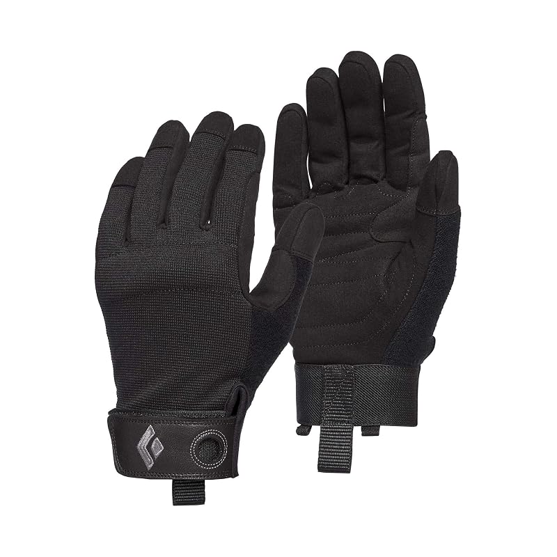 Black Diamond Crag Full Finger Rock Climbing Gloves for Belaying, Black, XL