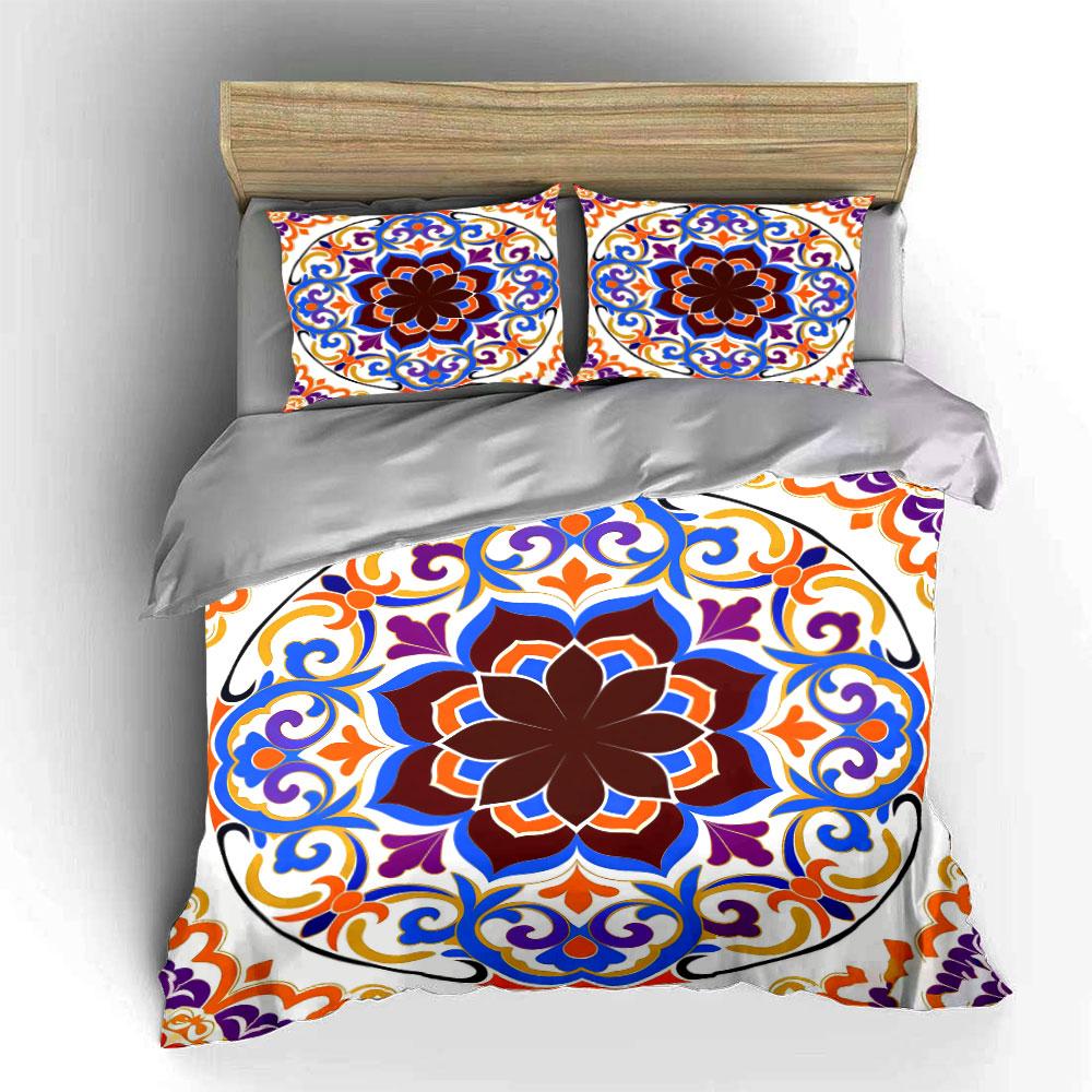 Colorful Mandala Pattern Decor Set Soft Comfortable Duvet Cover Bedding Set Included 1*Duvet Cover & 2*Pillowcases, Gift