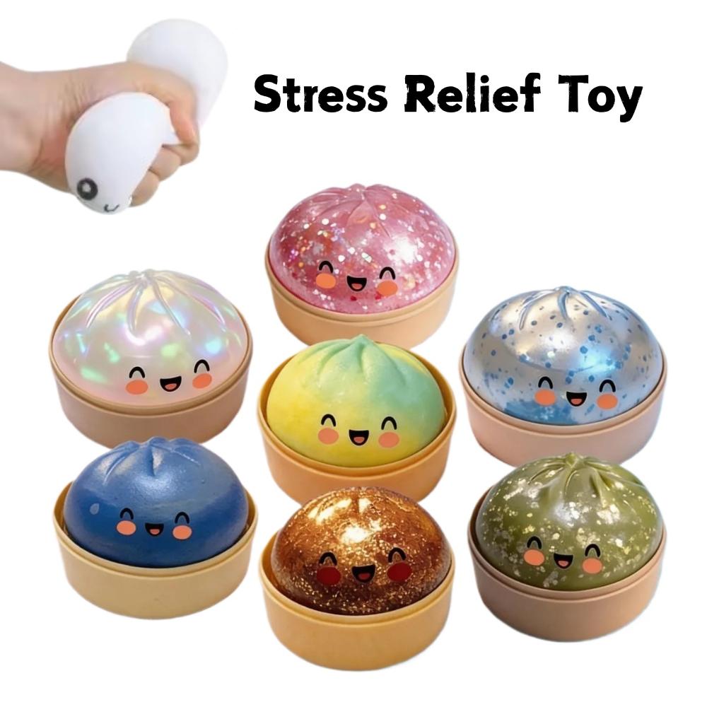 Baozi Stress-Relieving Toy Colorful Realistic Giant Steamed Bun Squeezable Toy Reusable Low Rebound Decompression Toy Home Decor