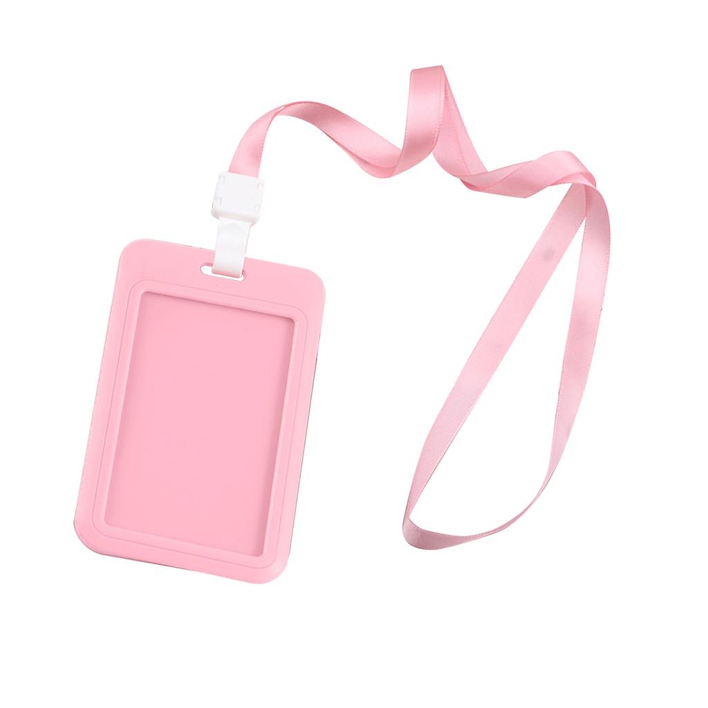 Badge Holder Bright Color Thick Sturdy ABS Rounded Corner Waterproof Bus Card Holder with Lanyard for Company School