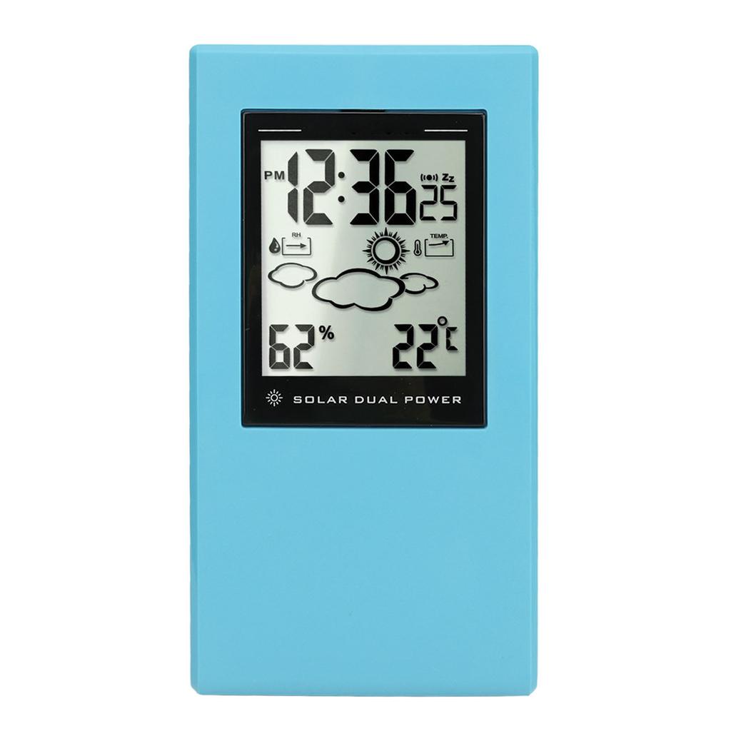 Wther Forcast Clock Solar Battery Powered LCD Display Timing Digital Temperature Humidity Meter for Home School