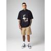 Herren Oversized T-Shirt Schwarz Bugs Bunny mit Weinglas Cartoon-Print Lässiges Streetwear-Oberteil für Alltag und Ausflüge