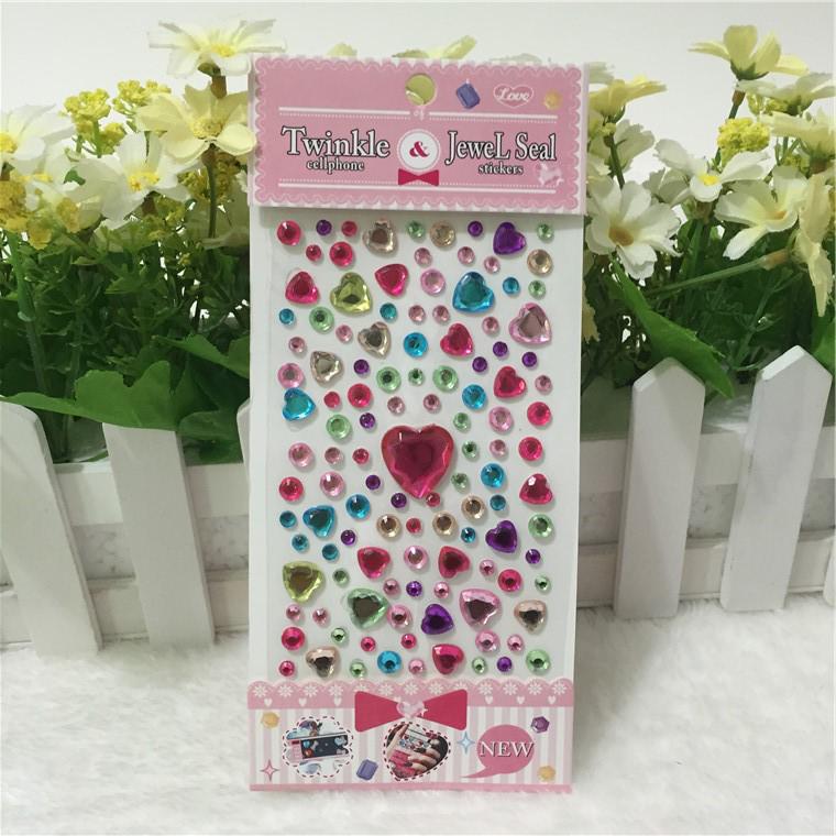 Shiny Diamond Crystal Heart Stickers for Kids - Princess & Cartoon Themes