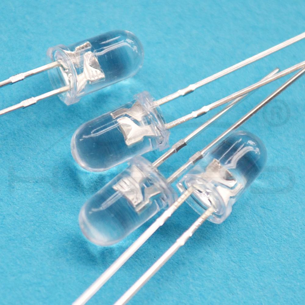 100Pcs White Blue Red Yellow Green 5mm 3mm Round LED Assortment Kit Ultra Super Bright Light Emitting 6000-6500k Diode Bulb Lamp