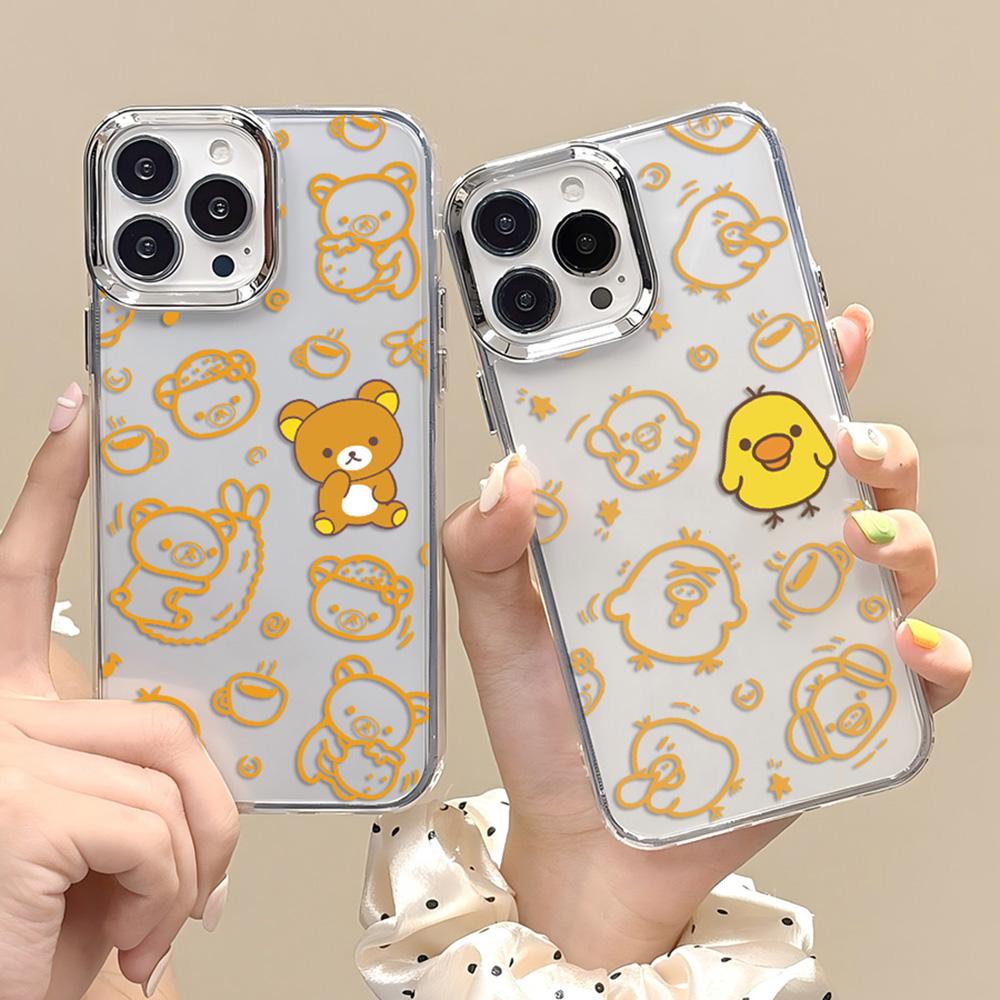 Cute Cartoon RilakkumaS Phone Case For iPhone 17 16e 16 15 14 13 12 11 mini Pro Max X XR XSMAX 8 Air Plus Transparent Soft Cover