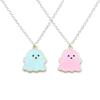 Cute Cartoon Ghost Pendant Necklace for Women Men Couples Stainless Steel Jewelry Halloween Gift