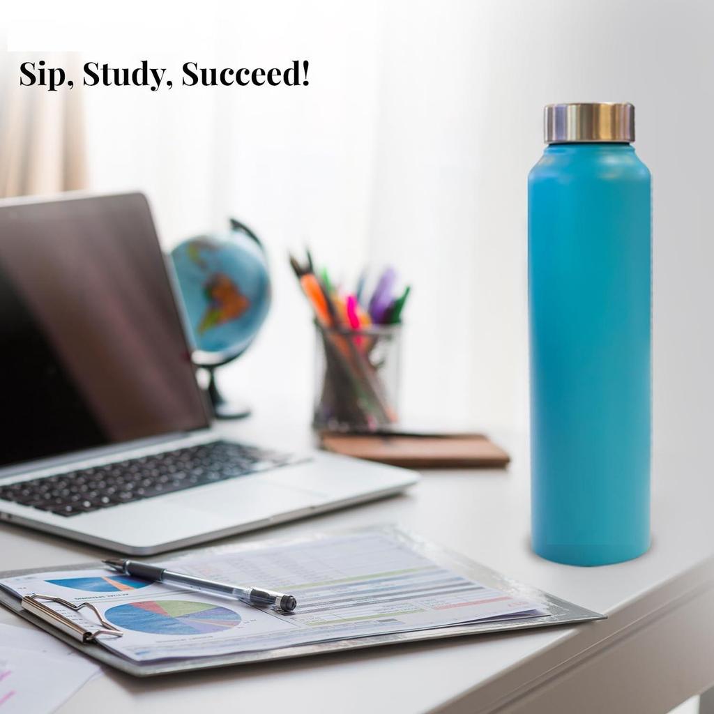 Water Bottle (1 Litre, Premium Stainless Steel, Aqua Blue) Bottle for Fridge, School, Outdoor, Gym, Home and Office,  Non-Toxic, Easy-to-Clean