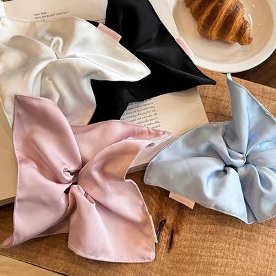 "Fascia per Capelli in Seta di Alta Qualità": Elegante tinta unita, finitura setosa, alta elasticità, design versatile a foulard quadrato per donna