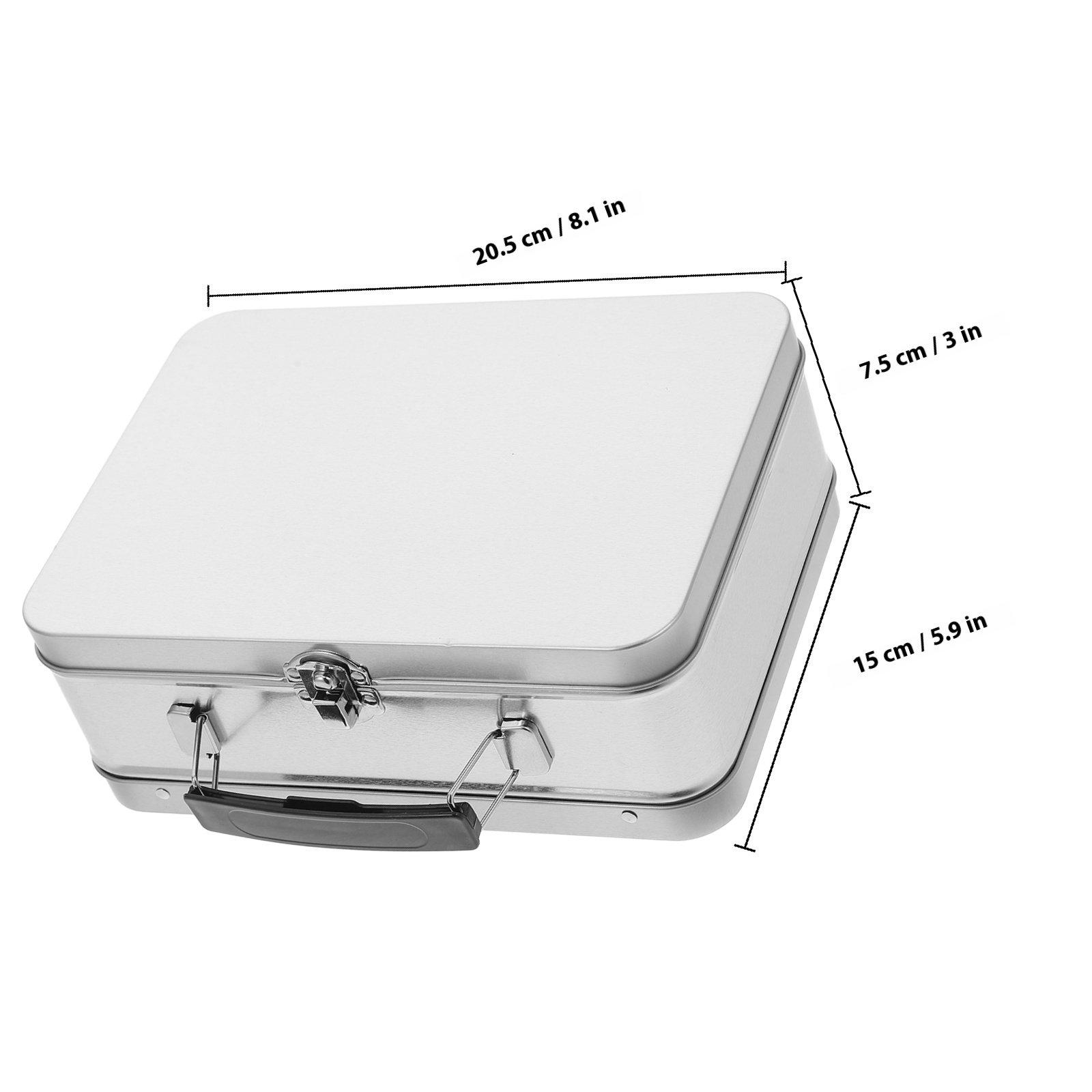 

Retro Metal Lunch Box Tinplate Leakproof Food Storage Container Portable Metal Tin Box with Lid Leakproof Lunch Container 20.5X15X7.5CM