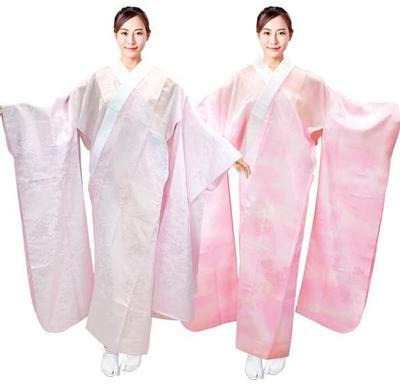 [Kyoto Usagido] Washable Nagajuban (Undergarment for Kimono), Ready-made, for Furisode (long-sleeved Kimono), with Attached Collar, PinkCherry