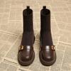 Ankle Boots for Women Flats Designer Knitting Shoes  Fashion Elegant Winter Boots New Dress Walking Chelsea Snow Mujer Botas