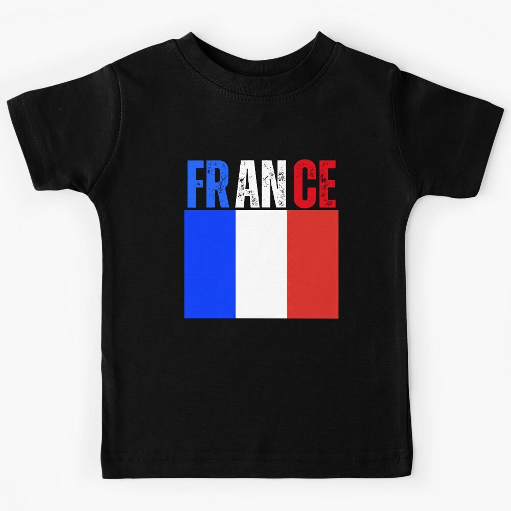 France Flag Vintage Distressed Design | French Pride National Colors Graphic Kids T-Shirt 100