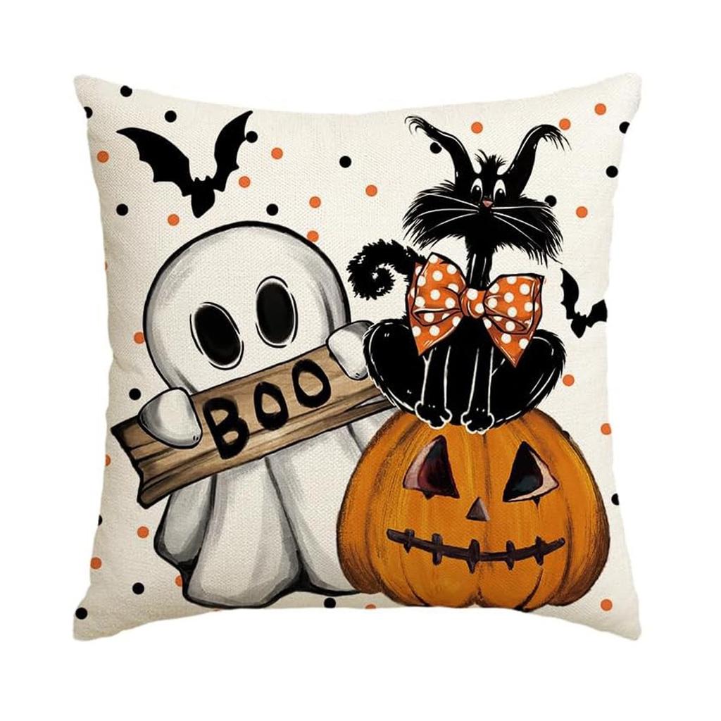 1 Stück Halloween Kissenbezug Kürbis Geist Muster Kissenbezug Geeignet für Wohnzimmer Schlafzimmer Halloween Party Dekoration Geschenke