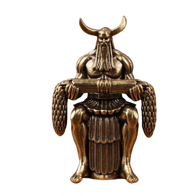 Brass Copper Small Size Shennong Emperor Yan Statue Ancient Five Emperors Figure Sculpture City Landscape Orn