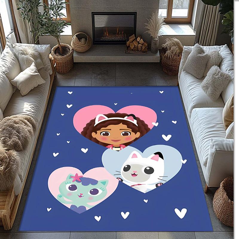 Gaby Dollhouse Printed Crystal Velvet Area Rug, Soft Anti-Slip Water Absorbent Floor Mat for Living Room Bedroom
