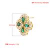 Light Luxury Copper Inlaid With Colored Diamonds, Four-Leaf Clover Earrings, Women'S High-End Flower Petal Earrings Ve1625