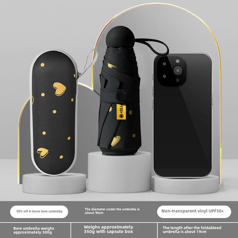 Compact Dual-Use Capsule Umbrella: Portable, Foldable, Lightweight, Sun & Rain Protection