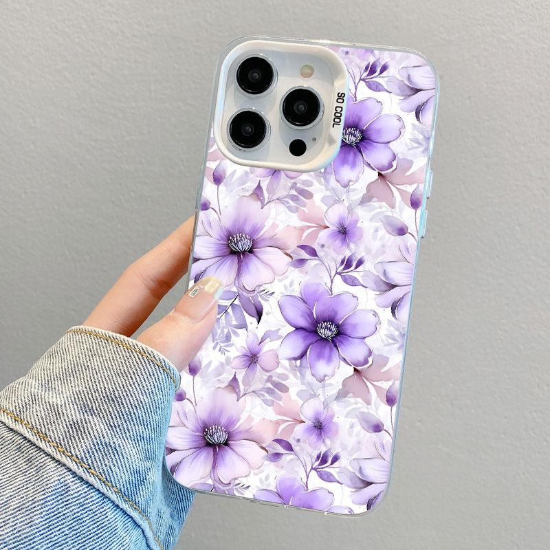 Cute Blue And White Porcelain Floral Phone Case For iPhone 11 12 Pro Max 16 15 14 13 Pro Max Plus 13 Mini Shockproof Laser Cover