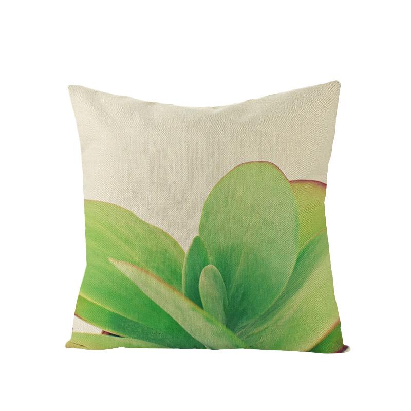 Tropical Green Leaf Linen Pillowcase - Nordic Style Sofa Cushion Cover
