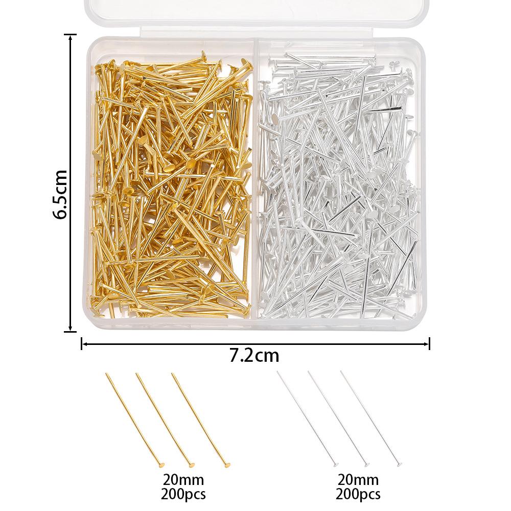 400pcs/Box 20mm Flat/Eyes/Ball Head Pins Needles Headpins Connector for Earrings Bracelet Pendant Jewelry Making Accessories
