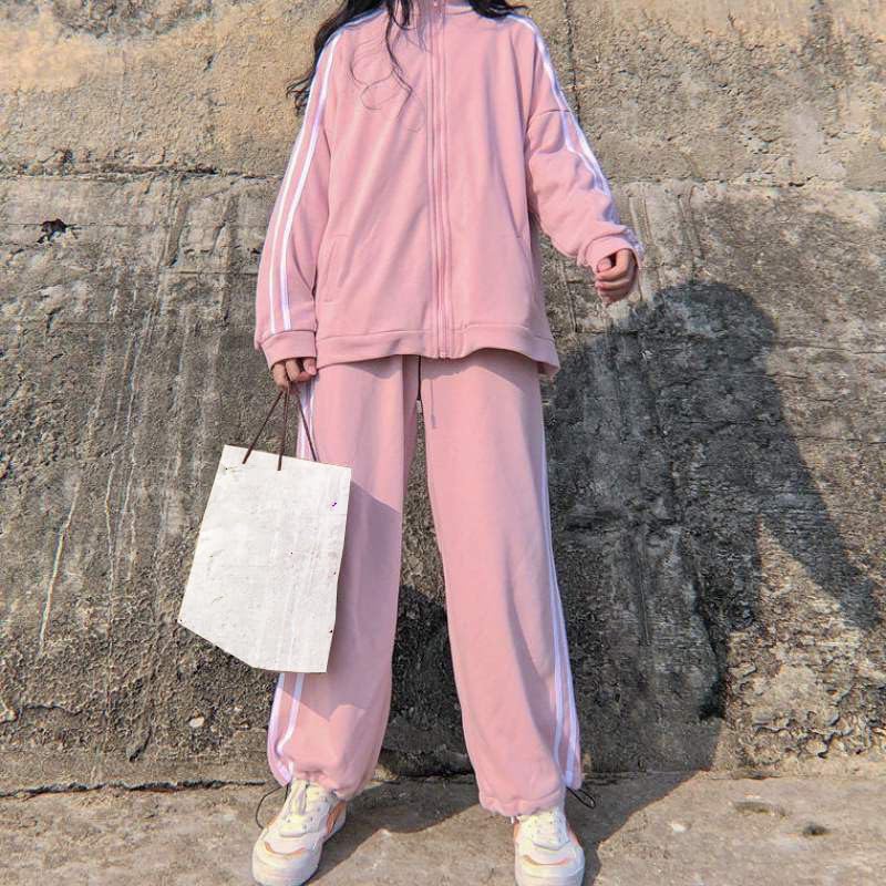 Tracksuit Korean Top and Bottom Loose Plus NTZ011 D.IIZOO Women's Spring/Autumn 2-Piece Set, Style, Set, Sweatshirt, Hoodie, Activewear, Casual,