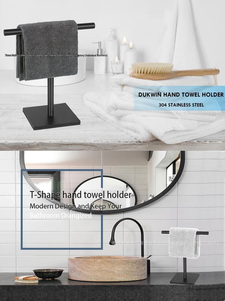 Space-Saving Vertical Towel Rack for Bathroom or Kitchen Countertop Storage