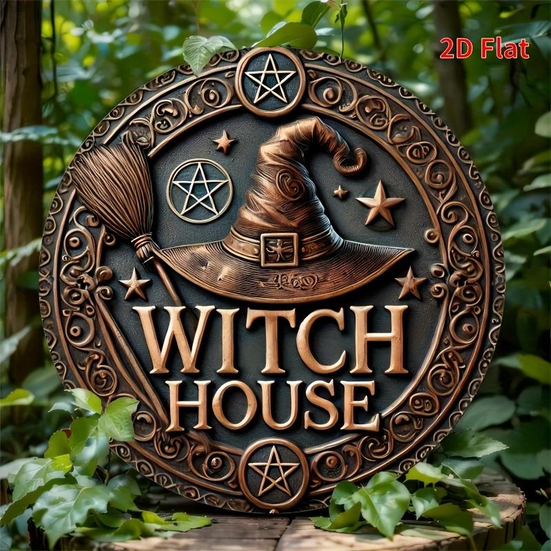 

Vintage Witch House Round Aluminum Sign чистый