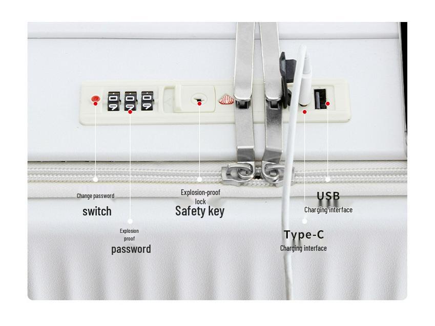 20-inch Front-Opening Multifunctional Suitcase with Combination Lock for Men and Women