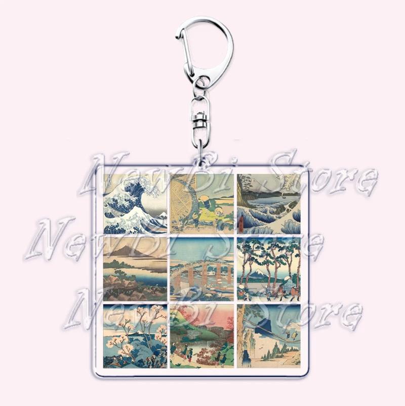Hot Impressionism Art Keychain for Accessories Bag Van Gogh Monet Mona Lis Oil Painting Pendant Chain Ring Keyring Jewelry Gifts