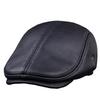 Men's Genuine Leather Duckbill Cap with Ear Protection - High-Quality Cowhide, Autumn/Winter Style