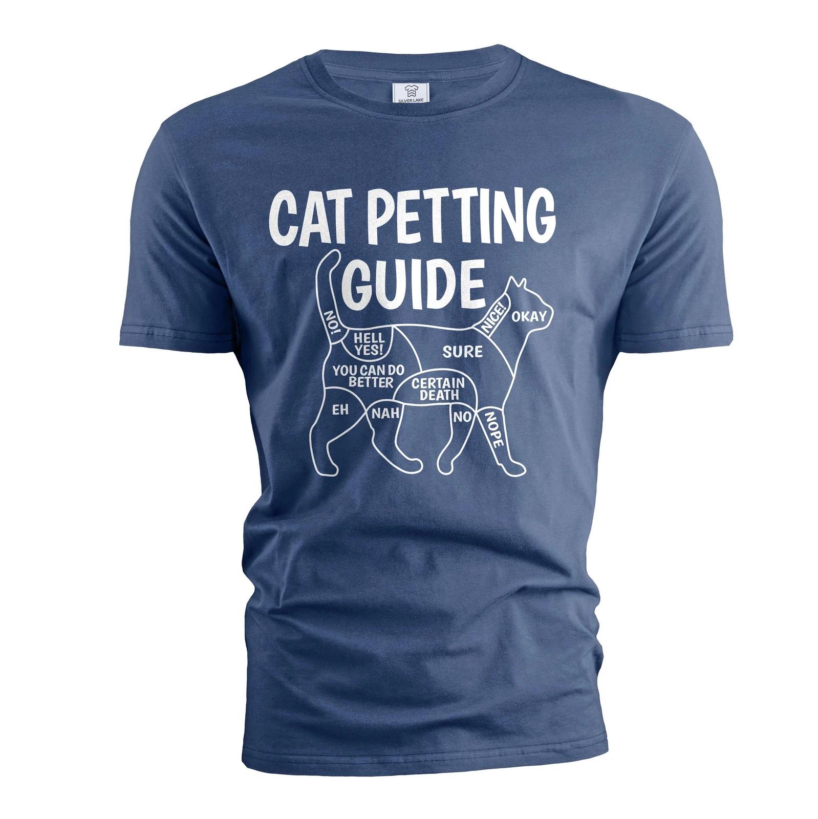 Funny cat petting guide T-shirt cat owner gifts cat mom cat dad funny shirts 2XL