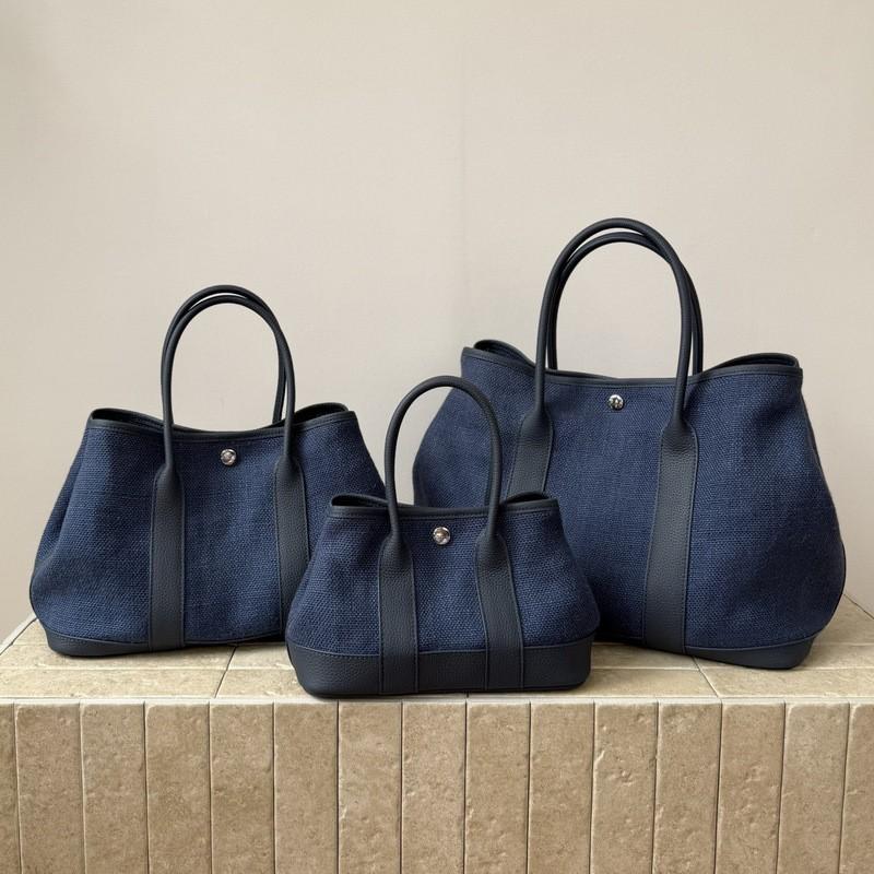 Garden Tote Bag Canvas Top Grain Leather Medium Casual Daily Commuter
