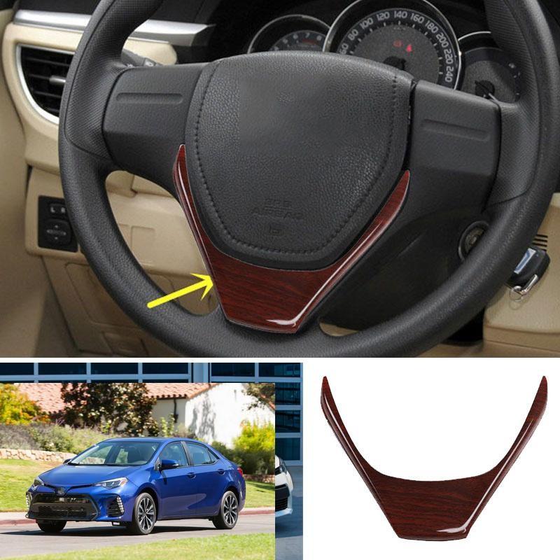 For Toyota Corolla 14-16 17-19 Bright Wood Grain Steering Wheel U Type Cover 1PC