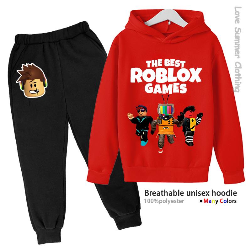 Roblox Chlapecká Mikina Tepláková Souprava Věk 4-14 HD Potisk Podzimní Novinky Pohlaví Tenká Fleecová Mikina Set Ležérní Unisex Tepláková Souprava Polyester