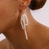 Youthway Elegant Versatile Gold Plated Stainless Steel Imitation Pearl Bow Tassel Earrings Anti Allergic Women Chic Jewelry