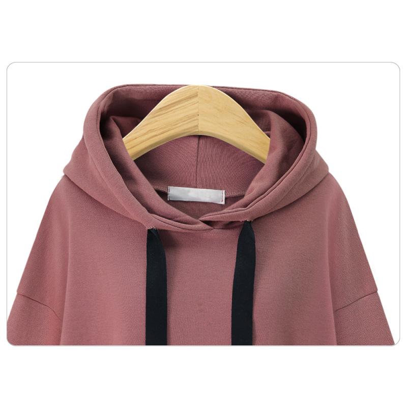 Tooxika Women's Autumn and Winter New Casual Hooded Long-sleeved Solid Color Mid-length Sweatshirt