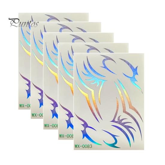 Event Makeup Tattoos 5 Sheets Holographic Lightning Tattoos, Waterproof Flash Temporary Safe Face Stickers, Full Color Body Art for Festival