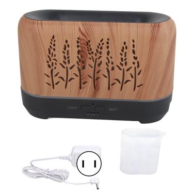 Luftbefeuchter 200ml Aroma Diffusor Holzmaserung Flammenmuster Licht Geräuscharm 100?240 V US-Stecker