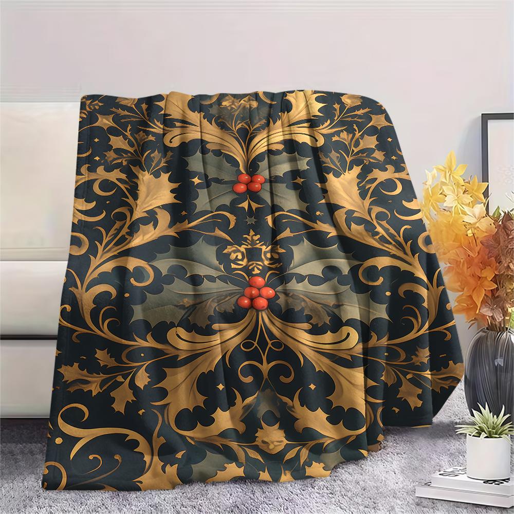 Couverture en flanelle imprimée avec des motifs vintage et magnifiques, Haute qualité, Confortable pour toutes les saisons, Décoration intérieure, Chaleur et confort, Parfait pour les cadeaux de Noël