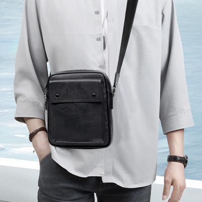 Men's Bag Fashion Horizontal Genuine Leather Men's Shoulder Bag Casual Postman Simple Top Layer Cowhide Crossbody Bag