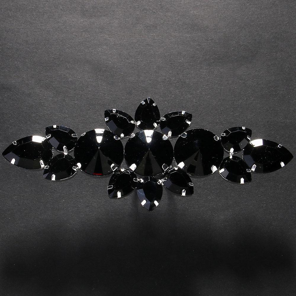 Stonefans Black Crystal Exaggerated Finger Rings Jewelry for Women Adjustable Geometric Rhinestone Open Ring Party Accessories серебряный