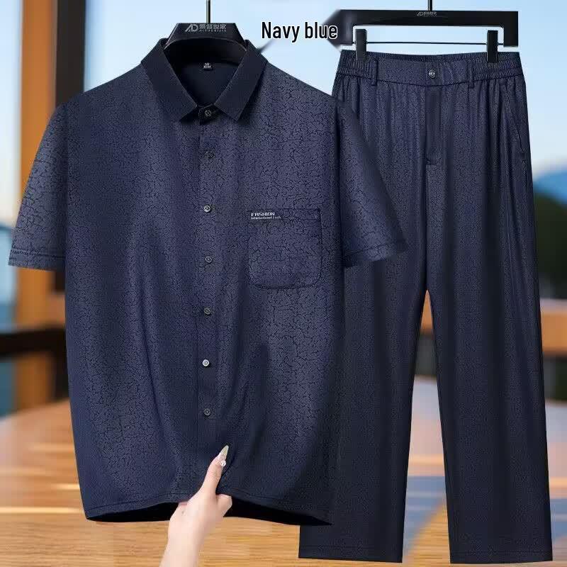 Pierre Cardin Men's Summer Casual Short Sleeve Shirt & Pants Set