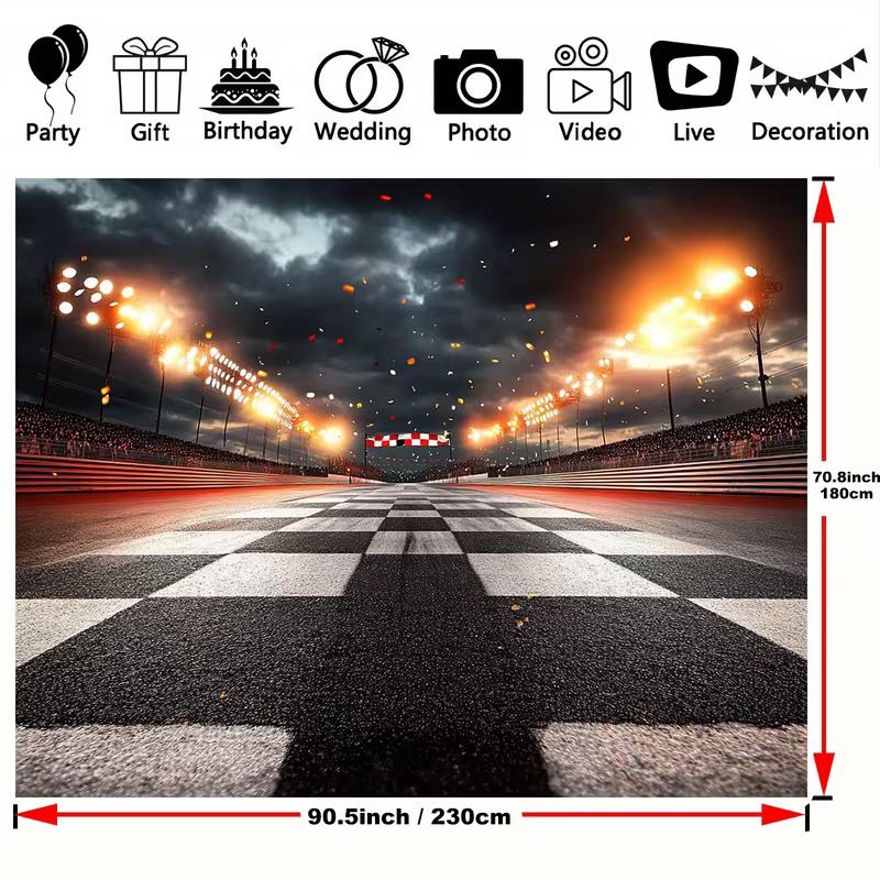 Sfondo 2D Linea del Traguardo Motorsport, Sfondo Fotografico Festa Pista da Corsa Notturna