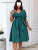 Módní šaty přes hranice pro ženy, velikost Plus Size, s výstřihem do V a zavazováním