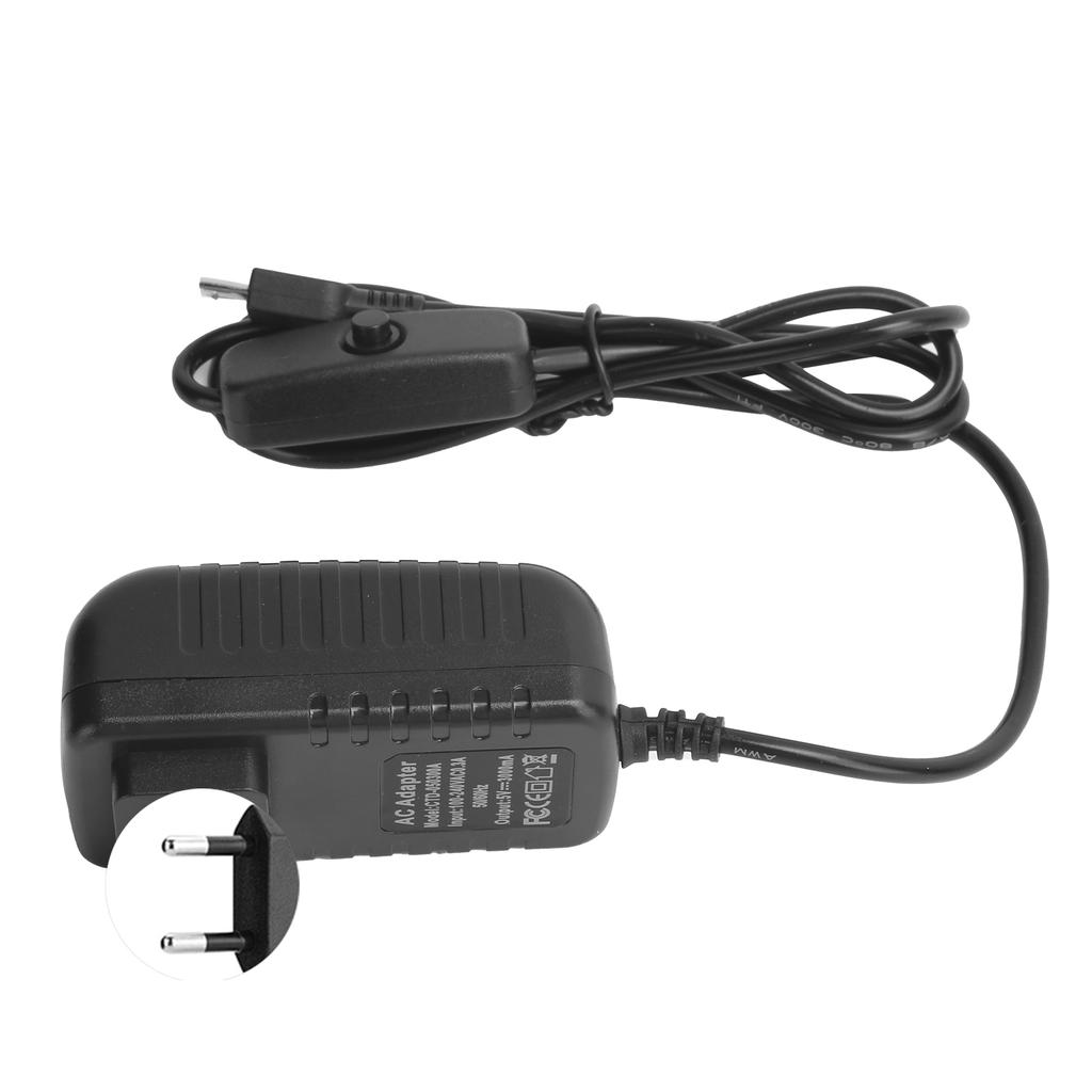 Power Supply for Raspberry Pi 5V 3A with Switch Button Integrated Micro USB Adapter 100‑240V