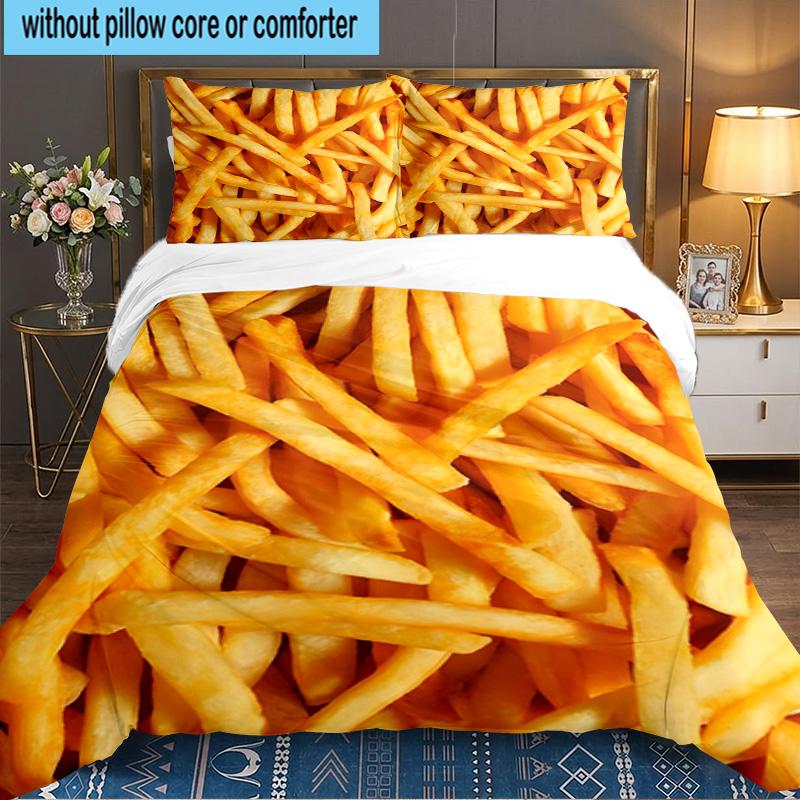 Egg Yolk Delight 3pcs Bedding Set,Including 1pc Duvet Cover And 2pcs Pillowcases Perfect Gift for Christmas,Ideal for Bedroom, Dormitory