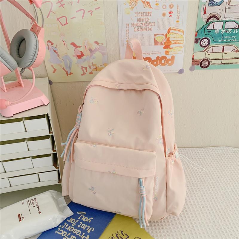 Студенческий школьный рюкзак Женский легкий рюкзак Однотонный дорожный рюкзак розовый
