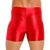 Men Glossy Mid Waist Shorts Elastic Waistband Short Leggings for Yoga Swimwear Sportswear Sleepwear