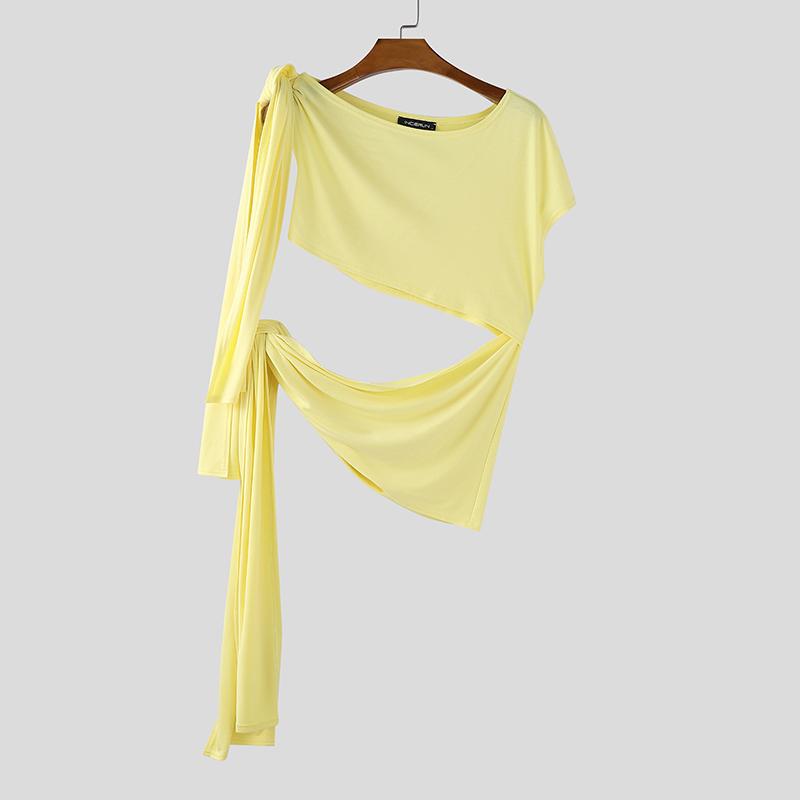 

INCERUN Мужские укороченные майки без рукавов с вырезами, лямками и перекручиванием 5XL жёлтый